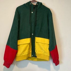 Red Yellow and Green Zaful full zip hooded jacket. Size medium NEVER WORN